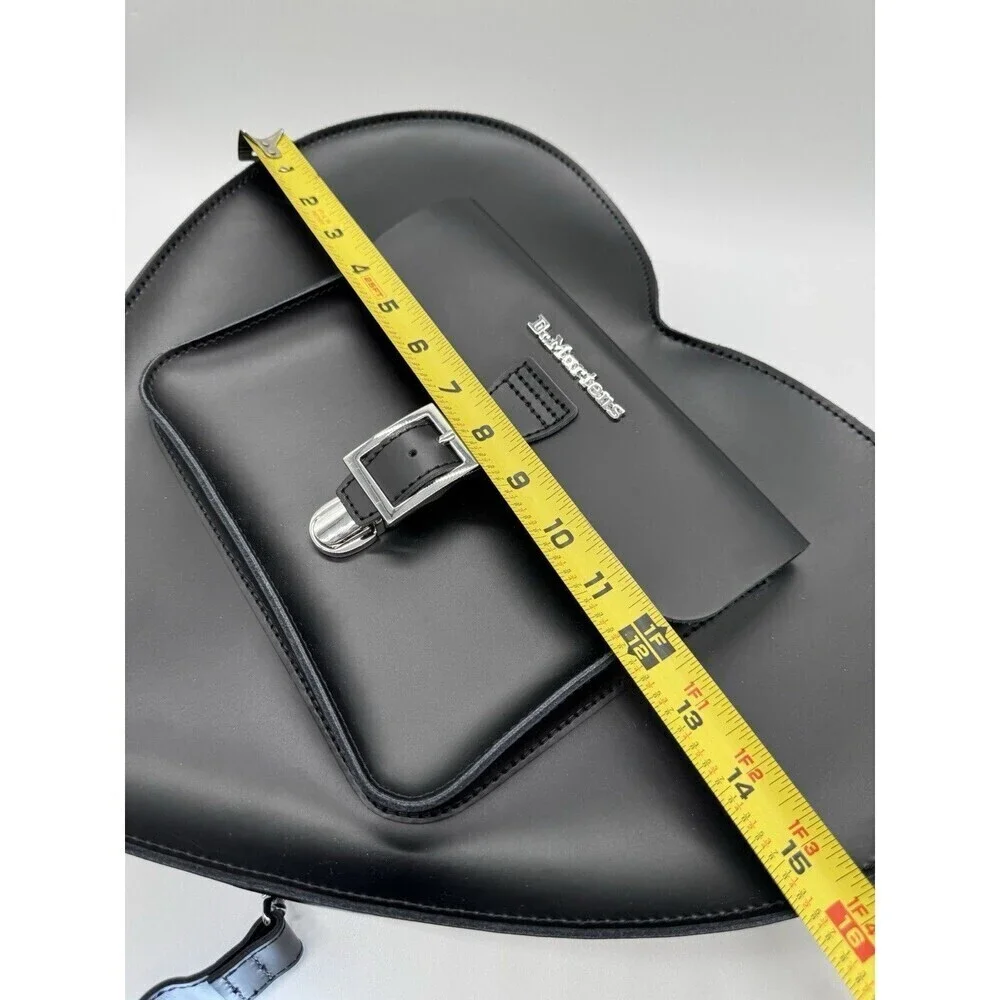 DR. MARTENS Black Heart Shaped Leather Crossbody Bag / Convertible Backpack